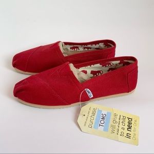 TOMS Red Classic Alpargata Canvas Slip On Shoe